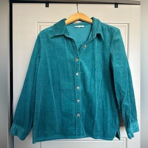 NorthStyle Women’s Oversized Teal Corduroy Jacket, Size Large, 100% Cotton